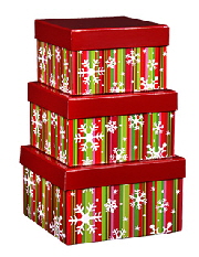 Snowflake Stripes christmas nested boxes