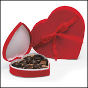 Heart shaped chocolate boxes red