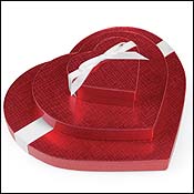 Heart shaped chocolate boxes metalic red
