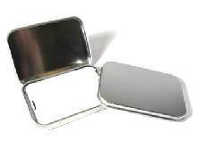silver metal tin for gift cards
