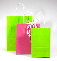 bright lime and fuchsia paper shoppers